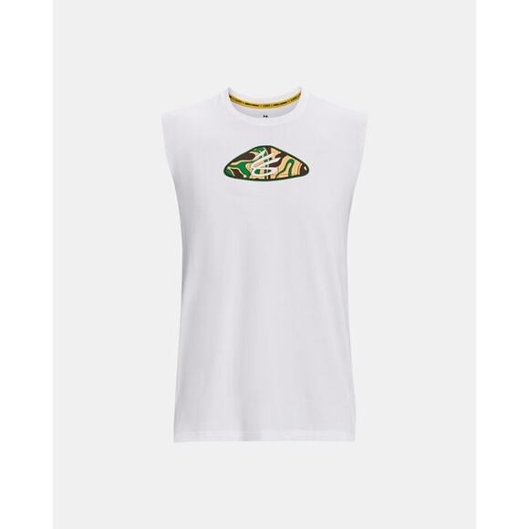 NWT Under Armour Men's Curry Sleeveless Tee in White size XL - Picture 1 of 7